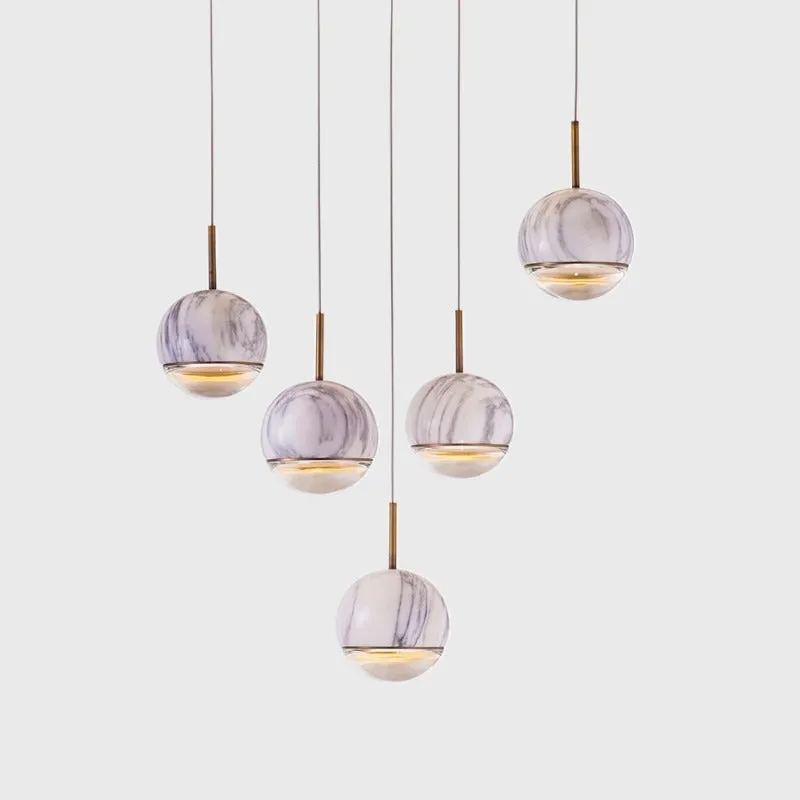 Dual Dome Marble Pendant Light