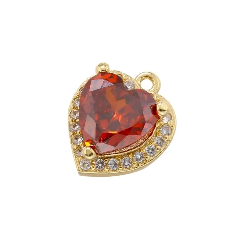 Elegant Luxurious Shiny Heart Shape Copper Plating Inlay Zircon 18k Gold Plated Charms Jewelry Accessories