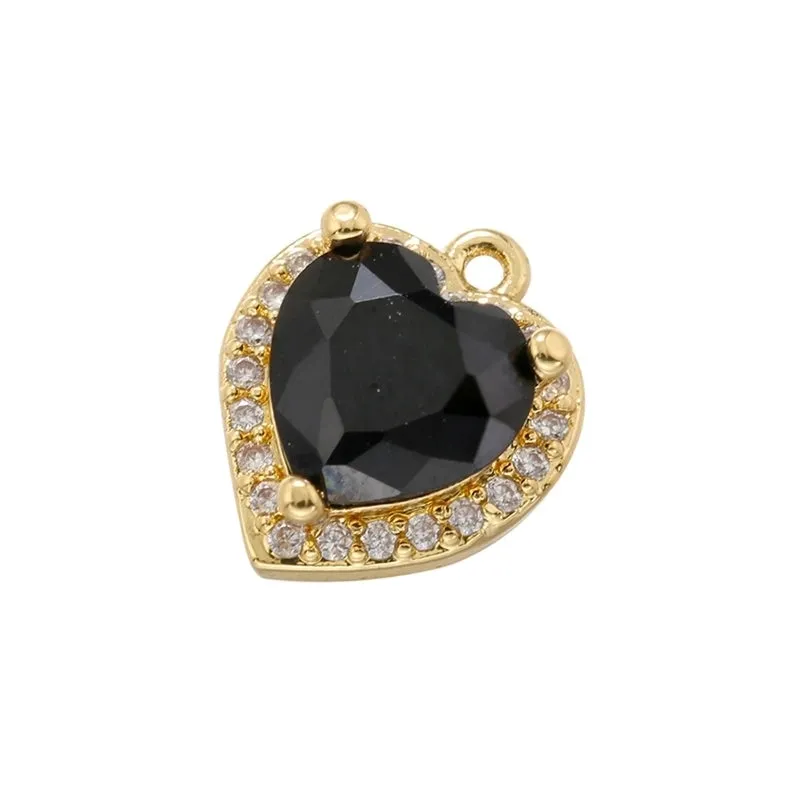 Elegant Luxurious Shiny Heart Shape Copper Plating Inlay Zircon 18k Gold Plated Charms Jewelry Accessories