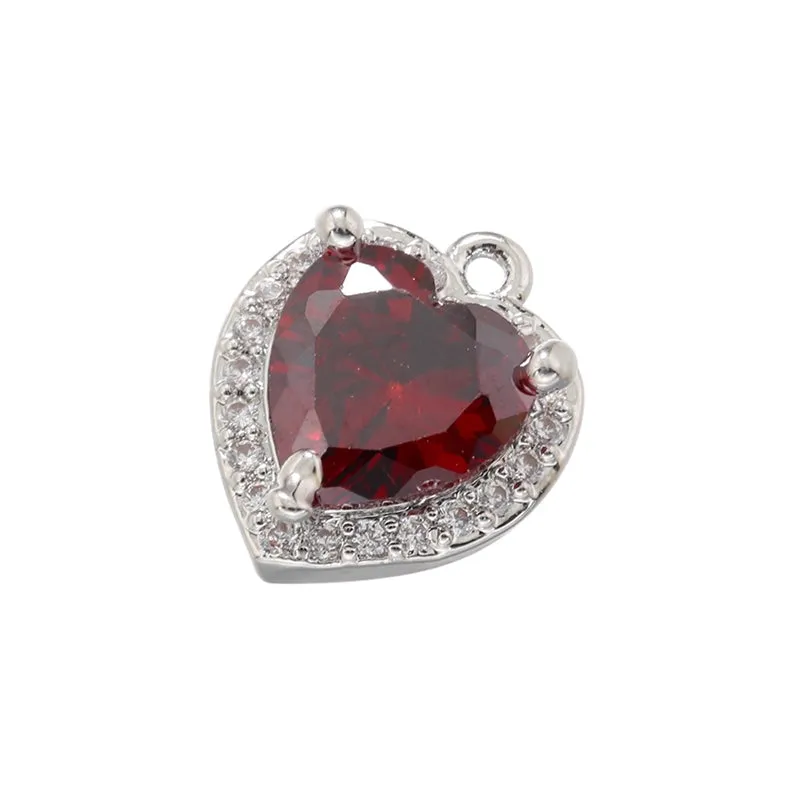 Elegant Luxurious Shiny Heart Shape Copper Plating Inlay Zircon 18k Gold Plated Charms Jewelry Accessories