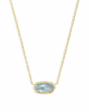 Elisa Gold Pendant Necklace in Light Blue Illusion