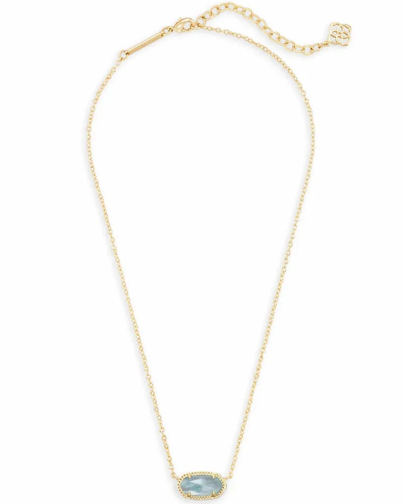 Elisa Gold Pendant Necklace in Light Blue Illusion