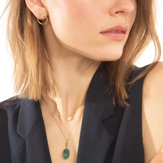 “Elle” Aventurine Stone Slim Locket Necklace