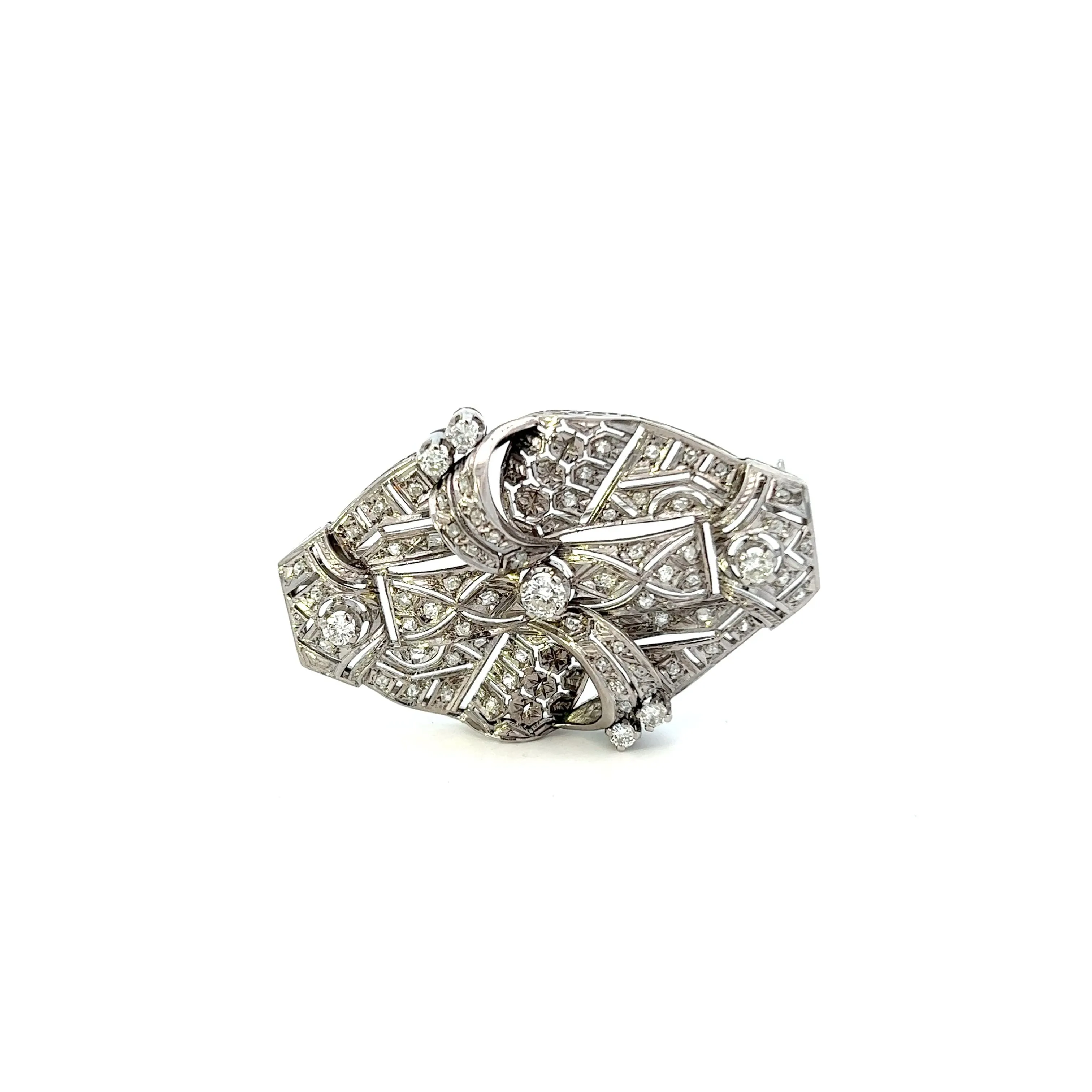 Estate Platinum Old European Cut Diamonds Pin