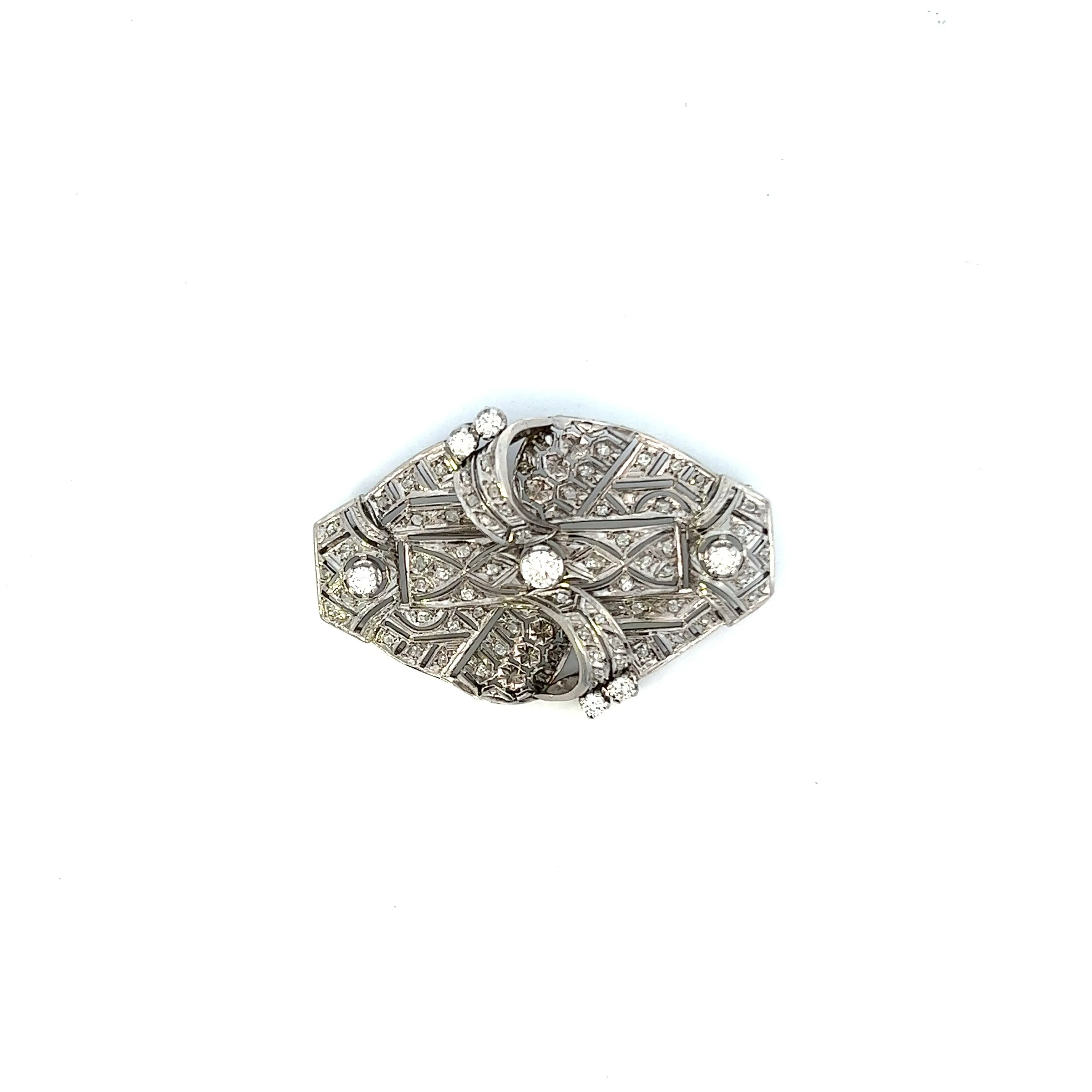 Estate Platinum Old European Cut Diamonds Pin