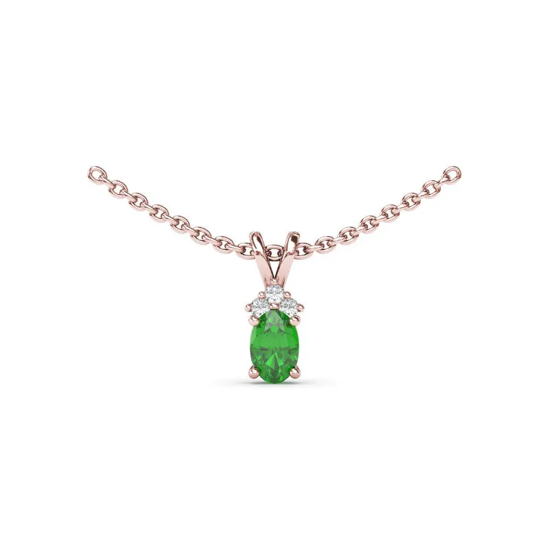 Fana Oval Emerald and Diamond Pendant