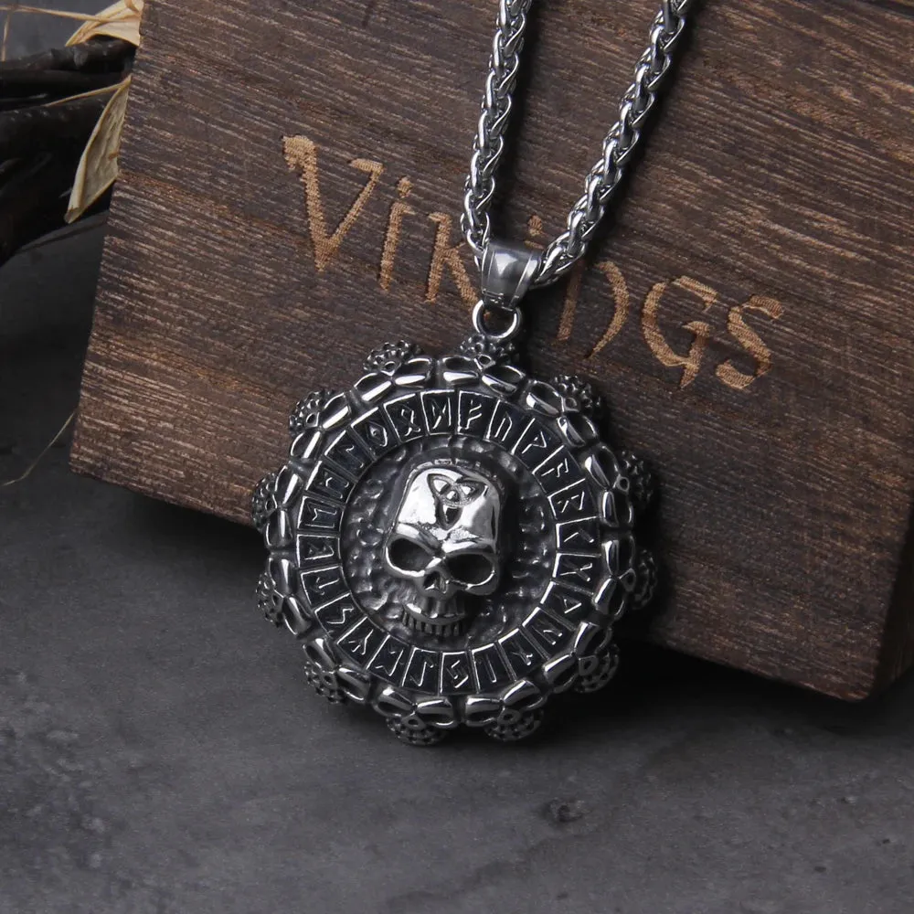 Fashion Valknut Skull Axe Warrior Stainless Steel Viking Necklace