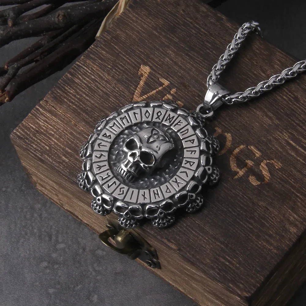 Fashion Valknut Skull Axe Warrior Stainless Steel Viking Necklace