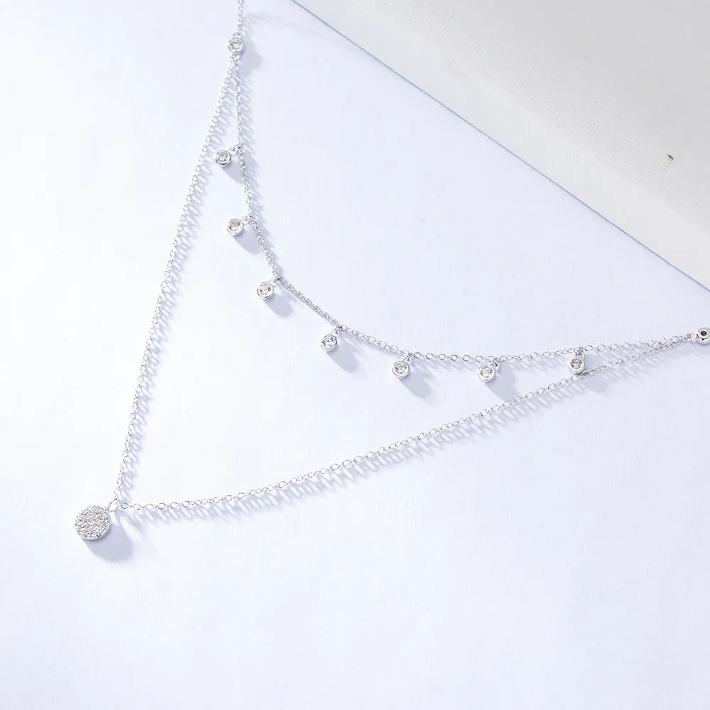 Full Diamond Bubble Delicate Double-Layer Necklace