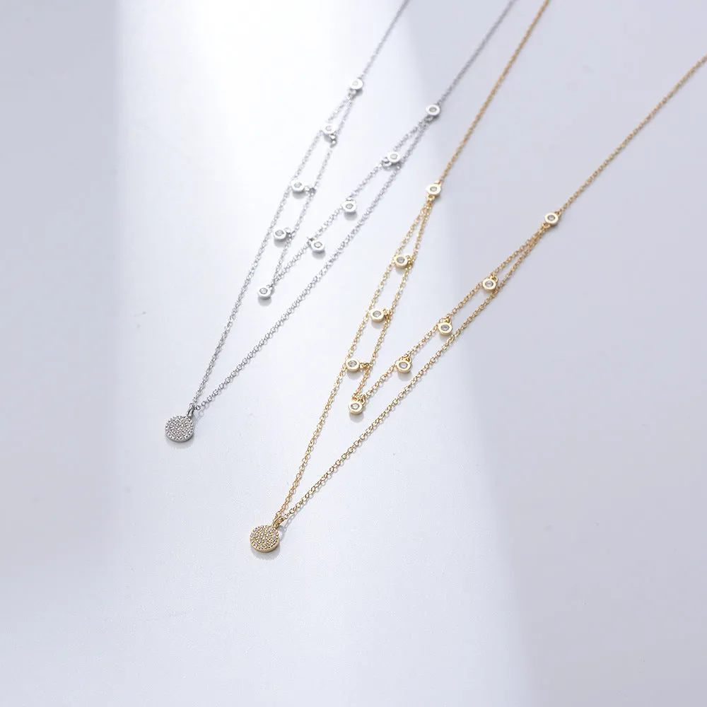 Full Diamond Bubble Delicate Double-Layer Necklace