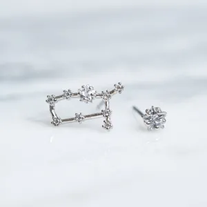 Gemini 24k White Gold Plated Studs