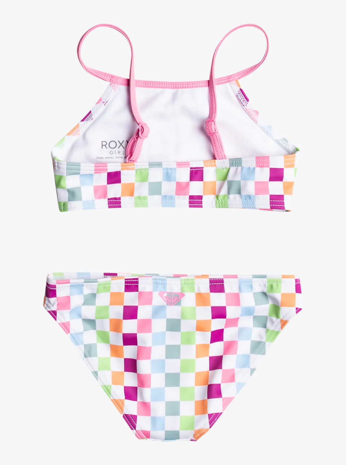 Girls 2-7 Rainbow Check Two Piece Crop Top Bikini Set - Bright White Check Check