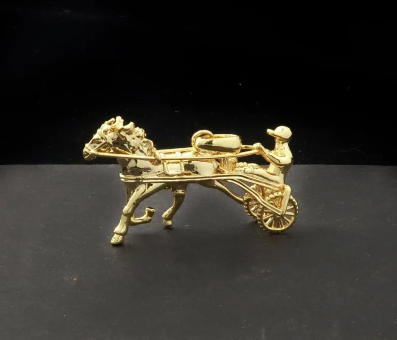 Gold Filled Bonded Gypsy Horse & Cart Pendant 20/24 Inch 4mm Cuban Chain