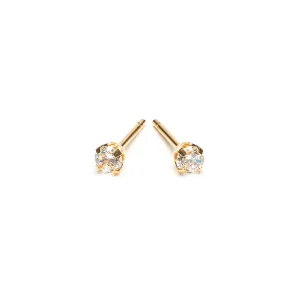 Gold Plated 3 mm Round Cubic Zirconia Stud Earrings