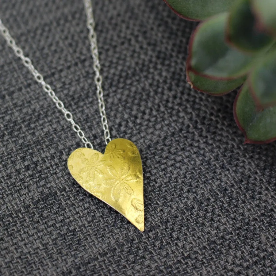 Golden Floral Heart Pendant