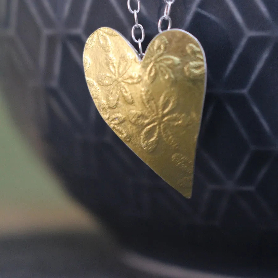 Golden Floral Heart Pendant