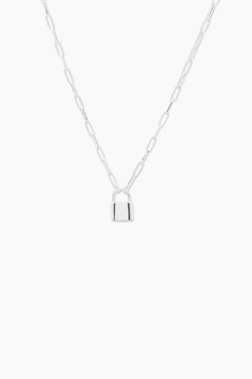 Gorjana Kara Padlock Charm Necklace in Silver