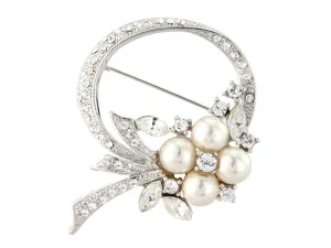 Habiba Crystal and Pearl Brooch