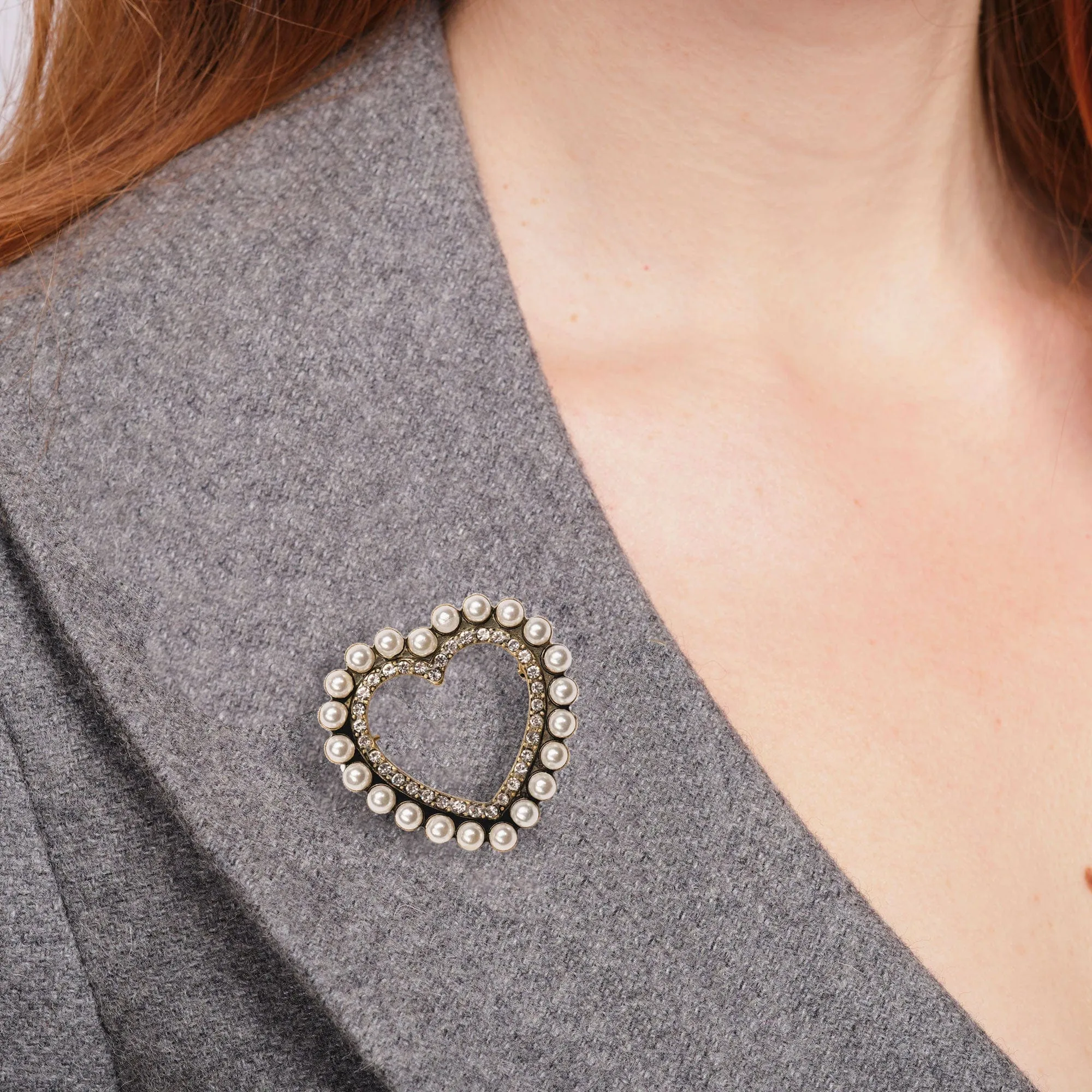 Heart Pearl Brooch