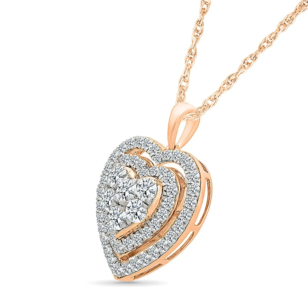 Heart-Shaped Diamond Pendants with Halo