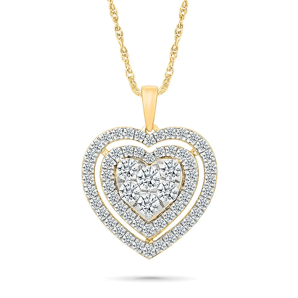 Heart-Shaped Diamond Pendants with Halo