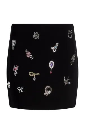 Heatset Brooches Embellished Doris Skirt