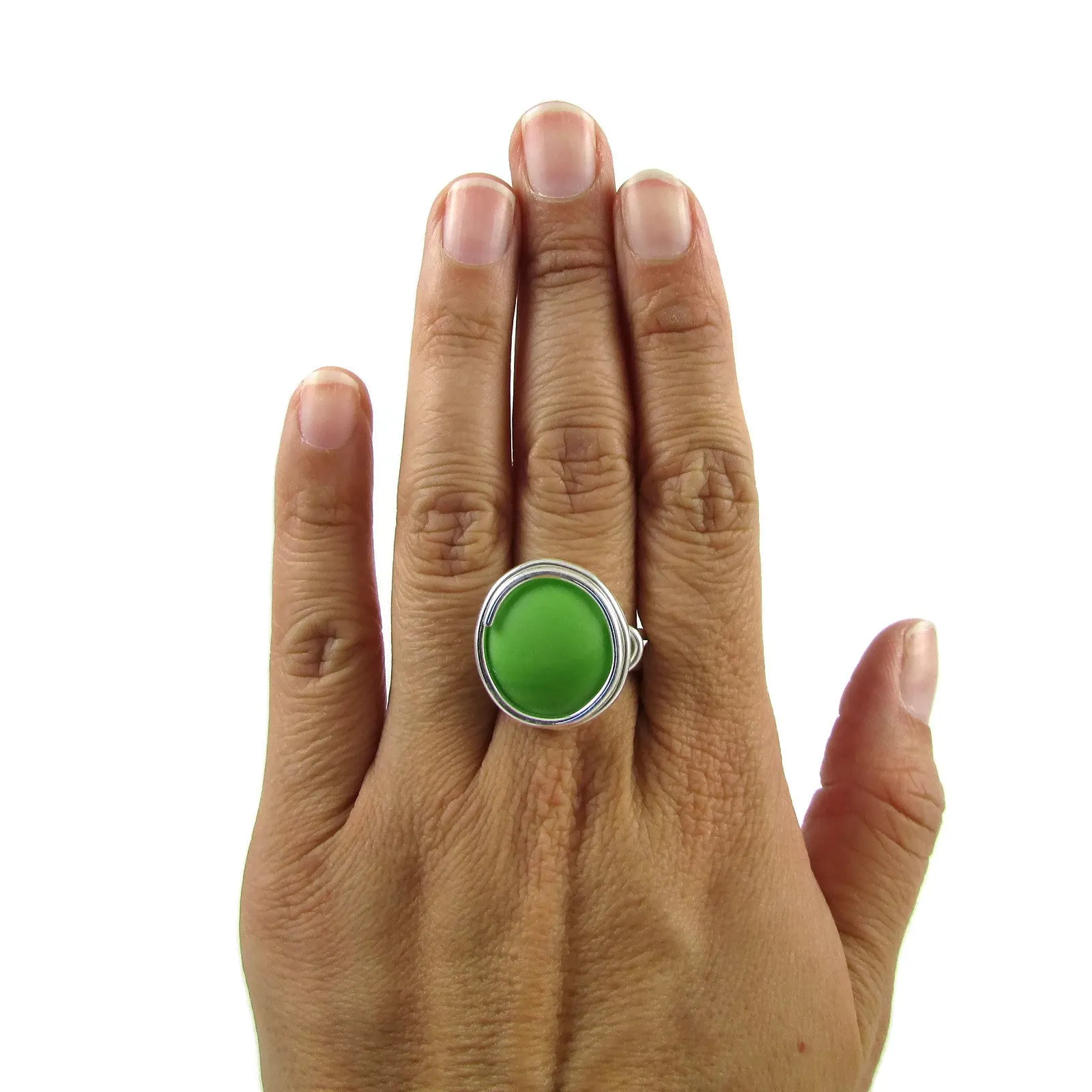 Infinity Glass Ring - Green Matte