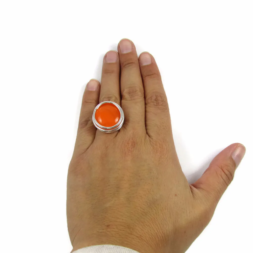 Infinity Glass Ring - Orange