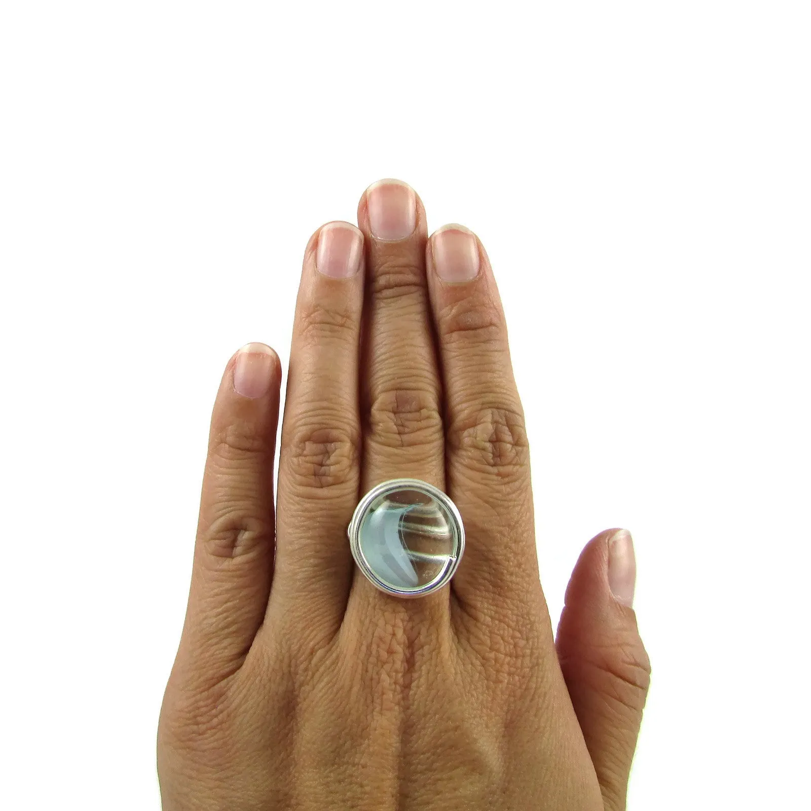 Infinity Glass Ring - Sky Blue Stripe