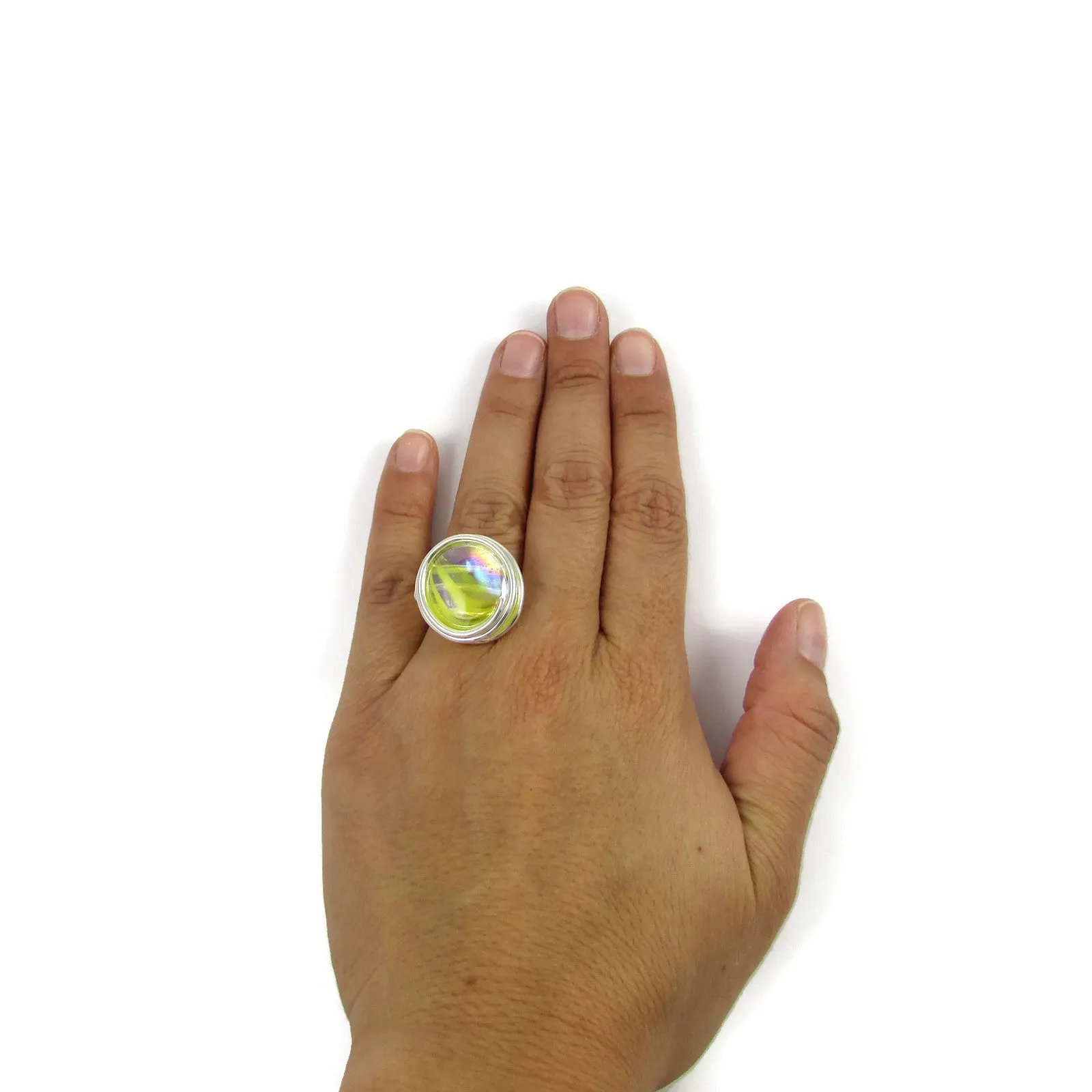 Infinity Glass Ring - Yellow Stripe