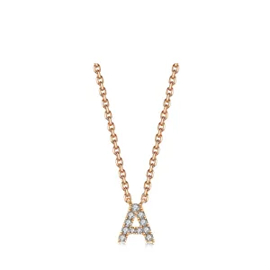 Initial Diamond Pendant Necklace | Rose Gold