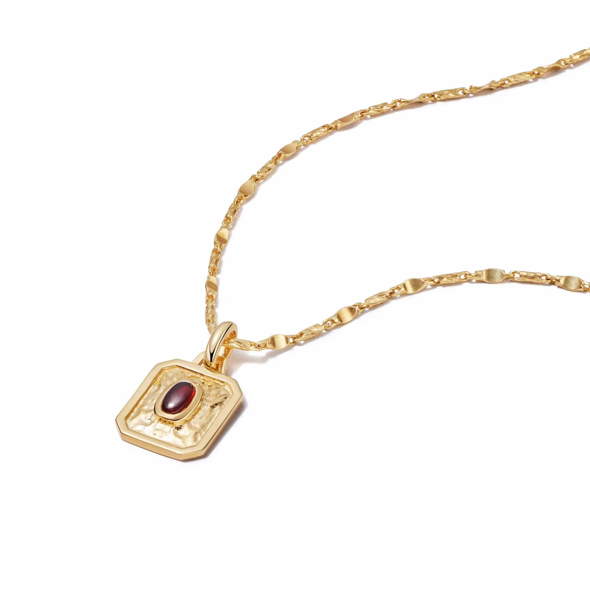 January Garnet Birthstone Necklace 18ct Gold Plate