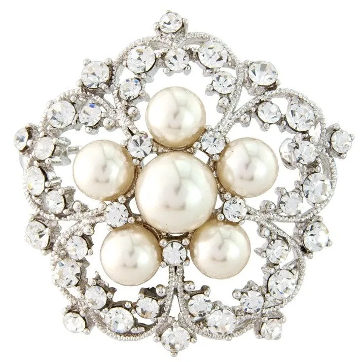 Jena Crystal and Pearl Brooch