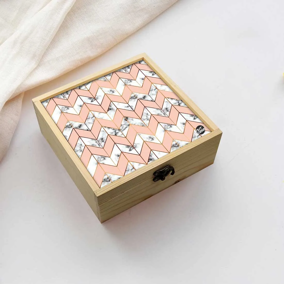 Jewellery Box Makepup Organizer -  Peach Marble Pastle