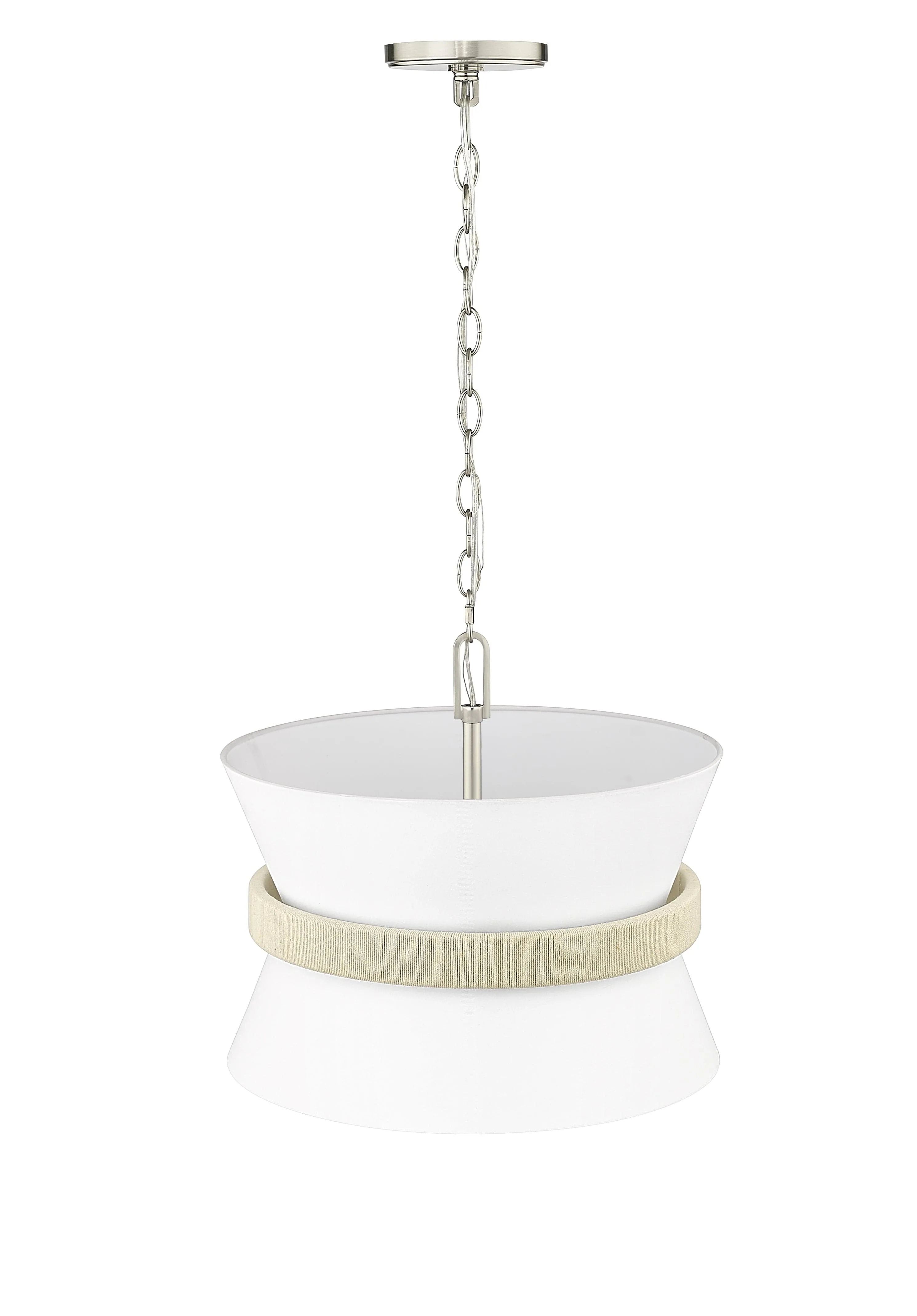 Kimbry Pendant - Brushed Nickel - Fabric Shade - 16.1in. Diameter - E12 Candelabra Base