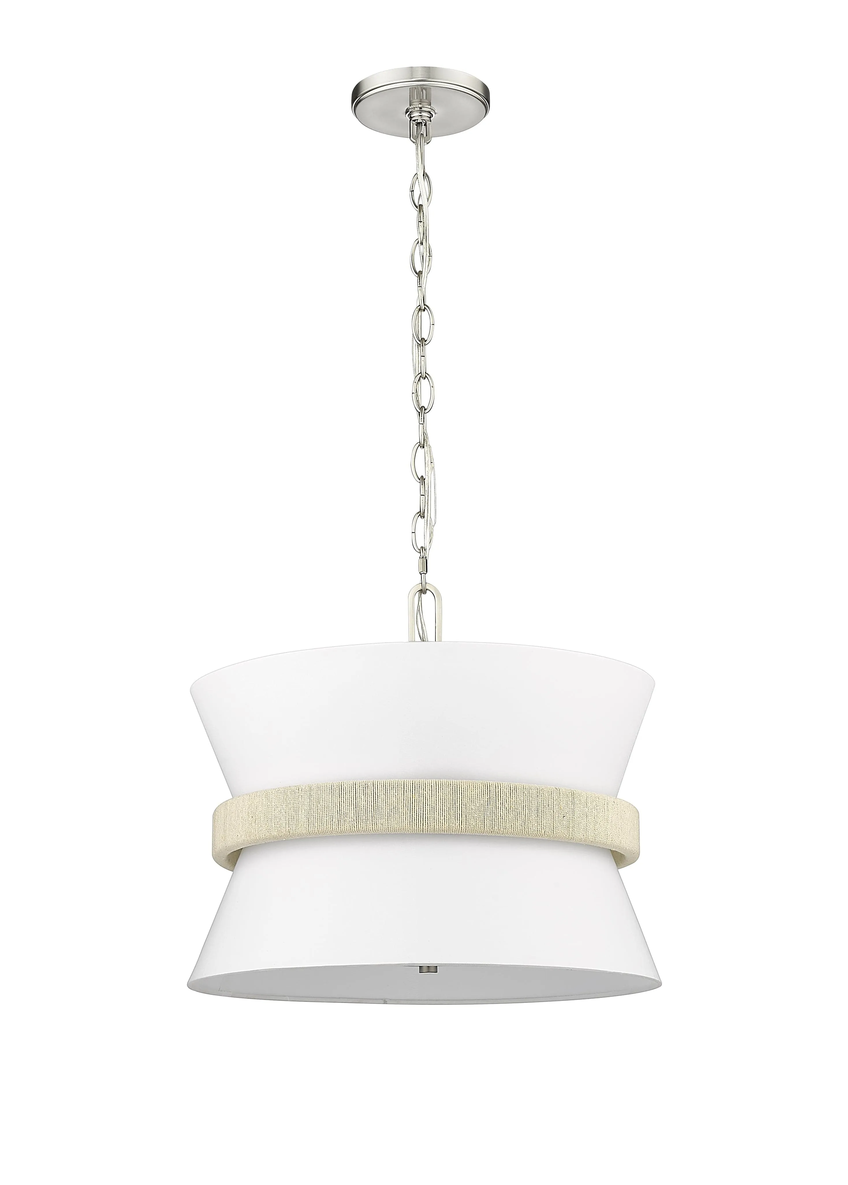 Kimbry Pendant - Brushed Nickel - Fabric Shade - 16.1in. Diameter - E12 Candelabra Base