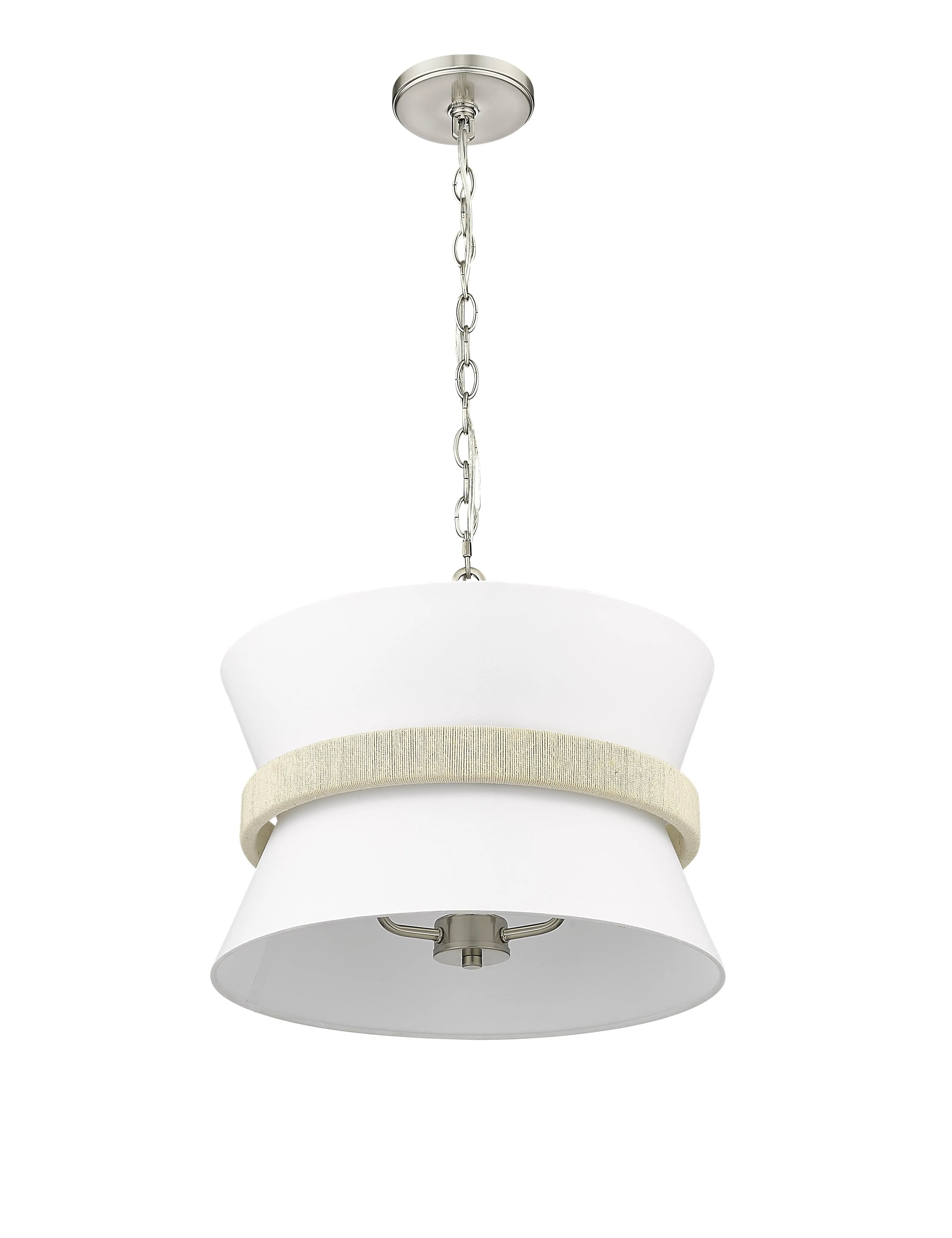 Kimbry Pendant - Brushed Nickel - Fabric Shade - 16.1in. Diameter - E12 Candelabra Base