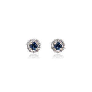 Kyra Sapphire Diamond Halo Studs, 14k Yellow Gold