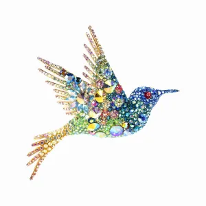 Large Crystal Hummingbird Brooch