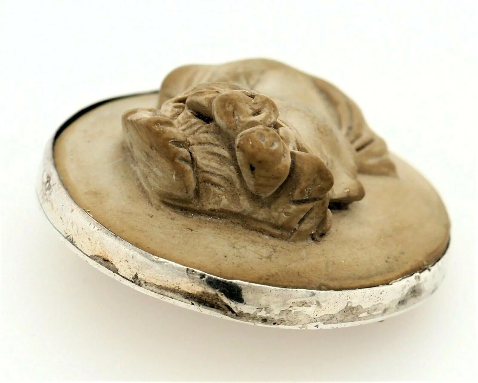 Lava Cameo Sterling Silver Setting Brooch