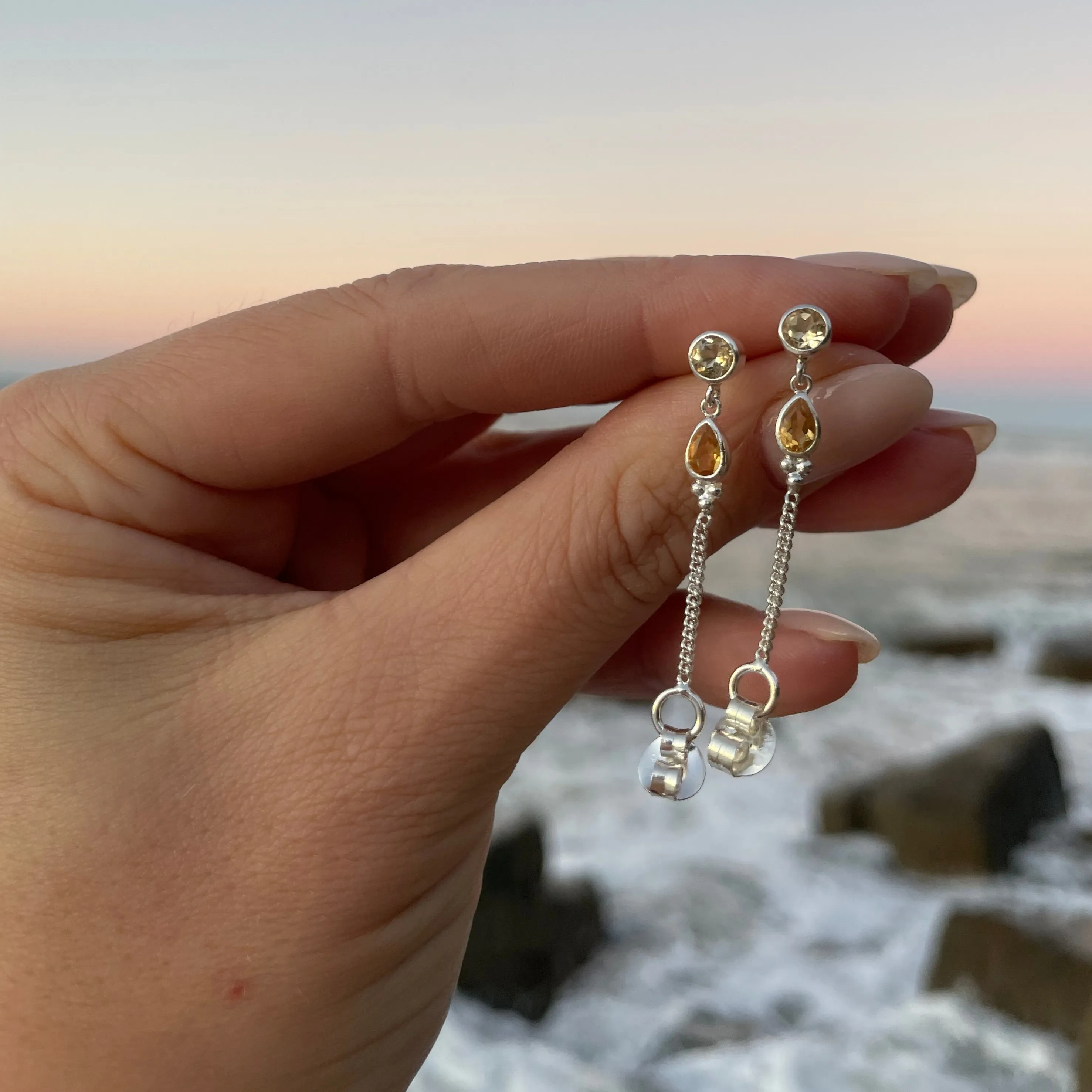 Leona Silver Citrine Studs