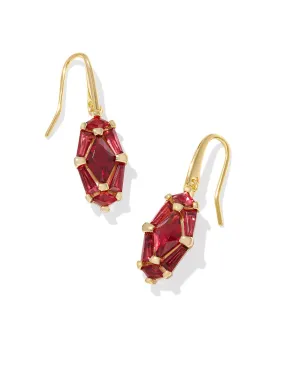 Lindy Rae Lee Drop Earrings - Gold Red Crystal