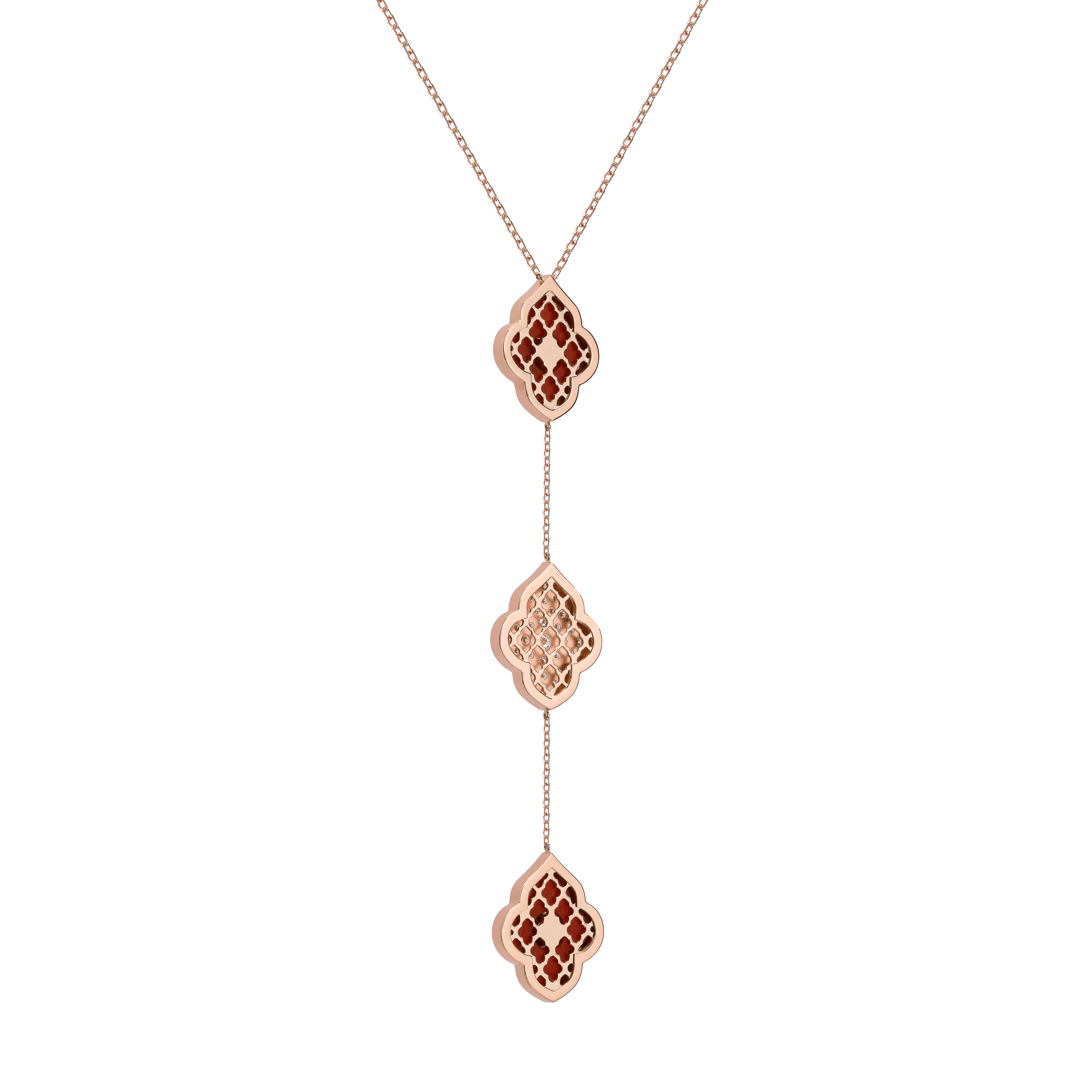 LUCE COLOUR - NECKLACE ROSE GOLD PAVE CORNELIAN & 2 DIAMONDS M