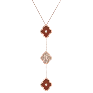 LUCE COLOUR - NECKLACE ROSE GOLD PAVE CORNELIAN & 2 DIAMONDS M