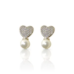 Lustrous Heart Pearl Earrings