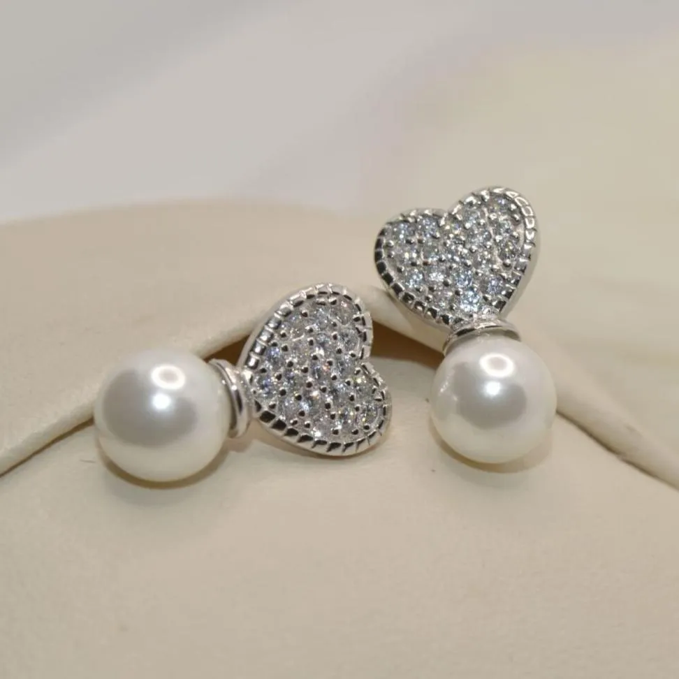 Lustrous Heart Pearl Earrings