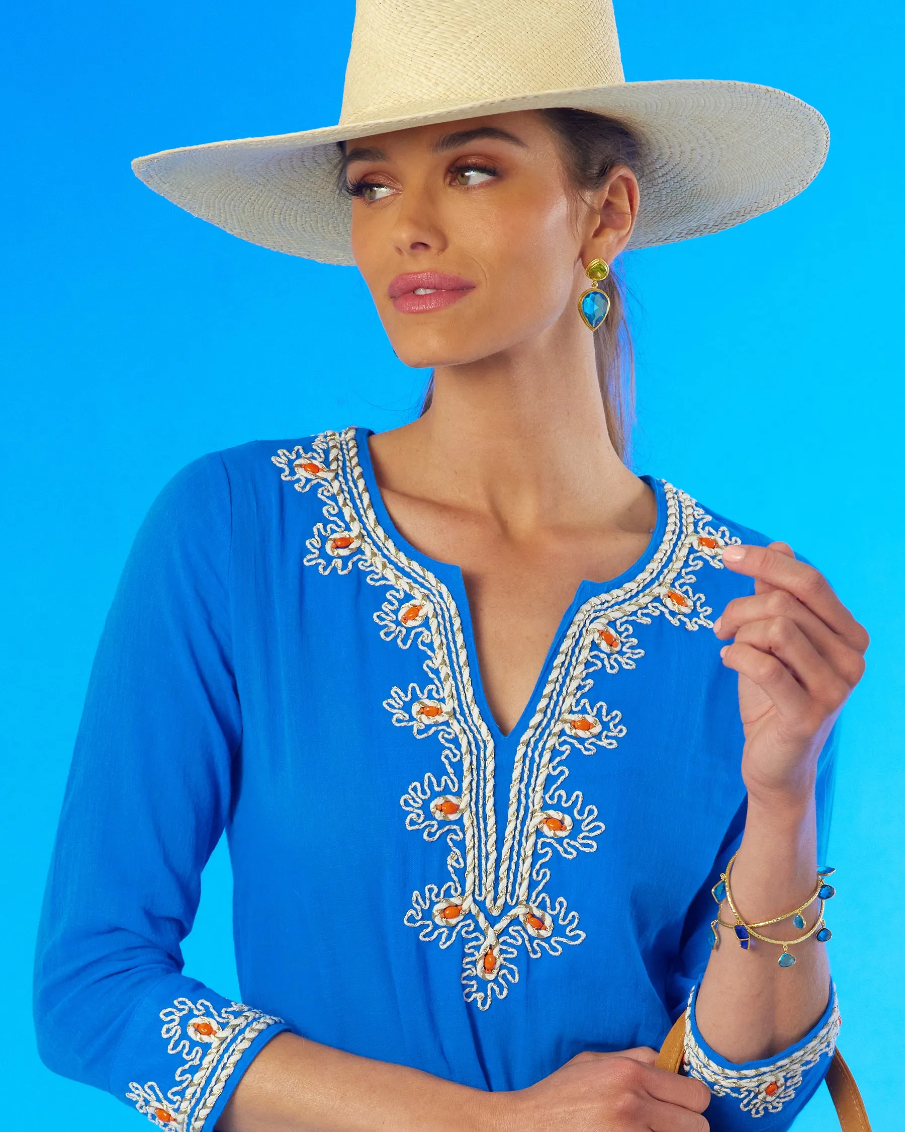 Mallorca Tunic with Coral Embellishment