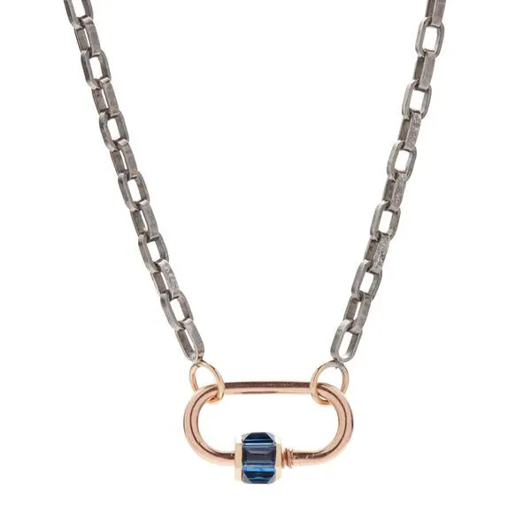 Marla Aaron 14k Yellow Gold Total Baguette Blue Sapphire Medium Lock