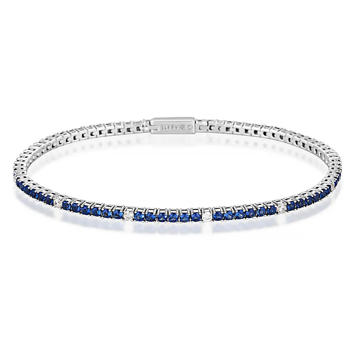 MILESTONE SAPPHIRE 2MM TENNIS BRACELET IN SILVER