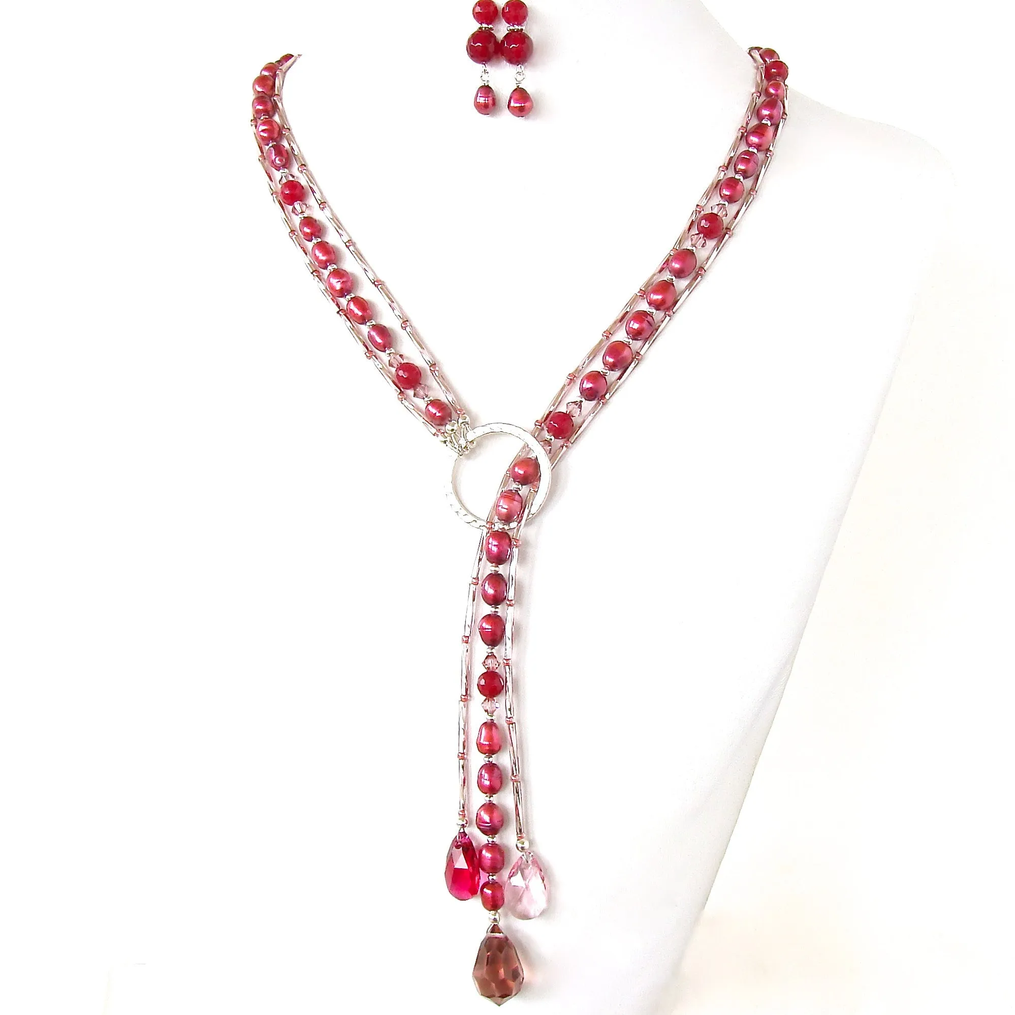 Moon Maiden: Pink Lariat Style Necklace